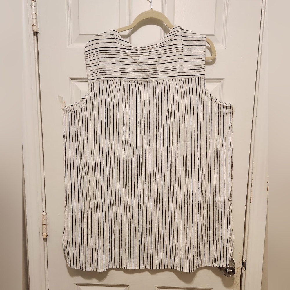 WOMAN WITHIN 2X Sleeveless Striped Top - Black and White - Picture 2 of 8